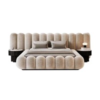 Lit double en tissu italien pour chambre à coucher, lit double rembourré confortable et inclinable