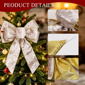 Pita Natal Beludru Halus Mewah dengan Tepi Kawat Emas, Pita Merah Hijau Champagne untuk Dekorasi Pohon Natal dan Karangan Bunga - Product Image 1