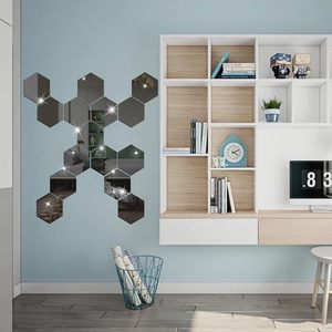 6 pièces/ensemble <span class=keywords><strong>XXL</strong></span> <span class=keywords><strong>Miroir</strong></span> hexagonal 3D Acrylique Imperméable Décoration moderne de la maison Autocollants muraux personnalisés - Product Image 5