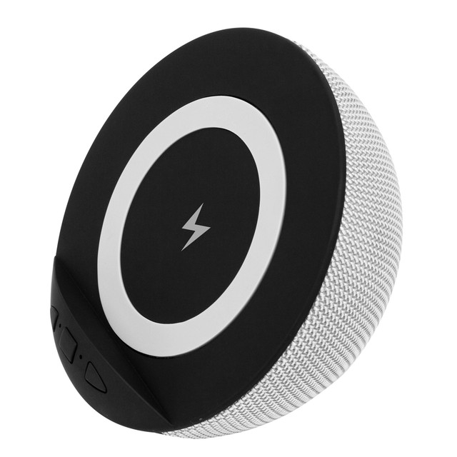 5W Wireless Phone Charging Docking Speaker Portable Bluetooth Fabric Stereo Sound Round Wireless BT Speaker