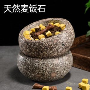 Maifan Stone Pet Bowl Rounded Solid Stone Cat Food Bowl - Product Image 5