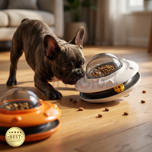 Distributeur automatique <span class=keywords><strong>de</strong></span> nourriture pour chien et chat, jouet pour l'entraînement IQ et le soulagement <span class=keywords><strong>de</strong></span> l'ennui, avec design UFO et boule à clochette - Product Image 3