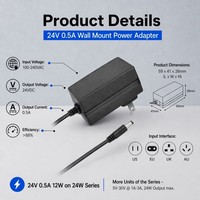 Adaptateur d'alimentation à découpage 24V 0.5A 12W pour bande lumineuse LED, routeurs, modems, caméra de vidéosurveillance, lecteur CD, adaptateur d'alimentation 24V 500mA