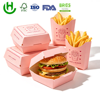 Juego de Cajas de Comida Rápida de Papel Kraft, Impresión Personalizada, Desechables, para Pollo Frito, Hamburguesas y Papas Fritas, Empaque Ecológico para Restaurantes