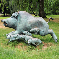 Pelouse de jardin Grande énorme statue de cochon en laiton et cuivre en métal Bronze Sanglier Porc-épic Sculpture