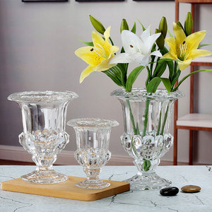 Crystal Glass Flower <strong>Vase</strong> Set Transparent Thick Round Hydroponic Wedding Home Decor <strong>Mini</strong> Retro Clear Glass <strong>Vase</strong> for Flowers - Product Image 4