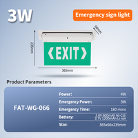 Lumière de sortie d'urgence LED 3W personnalisée à motif simple ou double face, murale, autonome