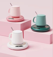 Ensemble de tasses à café en céramique intelligentes avec chauffe-tasse, contrôle de la température, logo personnalisé, cadeau pour le bureau ou la maison