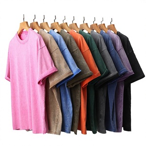 T-shirt Oversize da Uomo <span class=keywords><strong>con</strong></span> Lavaggio Vintage, 230g 260g, 100% Cotone, Stile Retrò Streetwear <span class=keywords><strong>con</strong></span> Spalle Cadenti, Vestibilità Ampia, Grammatura Pesante, Tinta Unita - Product Image 1