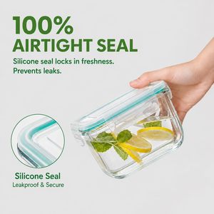 8個入りガラス製食品保存容器 ホウケイ酸ガラス製気密ミールプレップ容器セット BPAフリー蓋 冷凍庫・食洗機対応 - Product Image 4