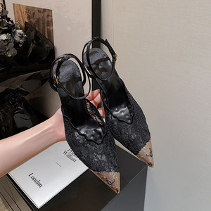 Sandalias de tacón de aguja con punta hueca y malla para mujer, estilo viral de verano 2026, con puntera de hierro y tacón alto, ideales para fiestas. - Product Image 3
