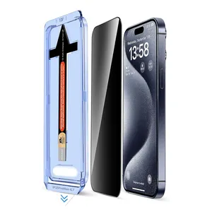 Easy Fit Install Box Privacy Tempered Glass Screen Protector For IPhone XS XR 11 12 13 14 15 Pro Max Plus With Installation Tray