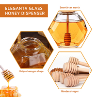 Bocal à Miel en Verre Hexagonal Transparent de Forme Unique, Haute Qualité, 100ml, 220ml, 380ml