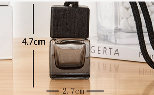 Diffuseur de voiture suspendu vide Mofelt 8 ml, mini désodorisant, huile essentielle, parfum, flacon en verre en forme de cube, bouchon en bois noir - Product Image 2