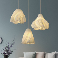 Lampe suspendue réglable en fer et acrylique torsadé, style nordique, crème, lumière chaude, LED E27, pour salle à manger, salon, décoration suspendue, garantie de 2 ans