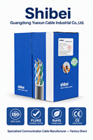 Câble Ethernet Shibei Cat5e UTP SFTP à conducteur solide 4 paires 24AWG en cuivre sans oxygène 305m pour caméra POE CCTV/IP
