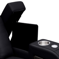 Canapé inclinable électrique moderne en cuir avec cadre en bois, éclairage LED, porte-gobelets et port USB - Meuble de salon pour home cinéma