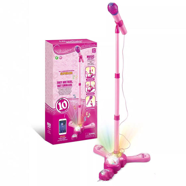 Kids Microphone With Stand Karaoke Song Music Instrument Toys Brain-training Educational Toy Gift for Girl Boy