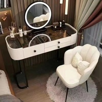 Nouvelle Table de Maquillage Professionnelle 3C en Verre Trempé, Design Moderne Multifonctionnel pour Rangement d'Articles de Maquillage de Petite Taille