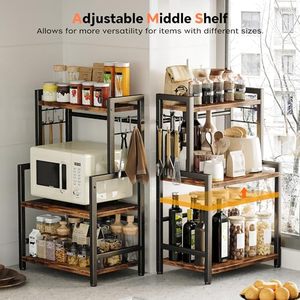 Factory Custom Multi Layer Wooden Non-folding <b>Kitchen</b> Counter Organizer OEM ODM Bespoke Adjustable Shelf Hook Design - Product Image 4