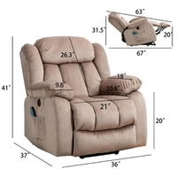 Fauteuil de relaxation moderne pour salon, en tissu, avec assistance électrique à levage, pour personnes âgées