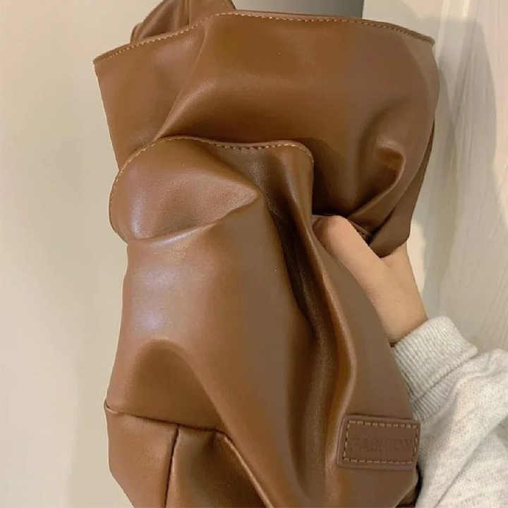 Women  Bag Simple PU Leather Solid Shoulder Bag  Fashion Large Capacity Handbag for School Work