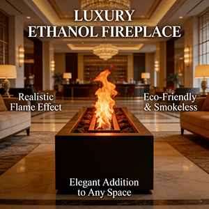 <span class=keywords><strong>Cheminée</strong></span> murale moderne à éthanol, flamme réelle, brûleur réglable, <span class=keywords><strong>protection</strong></span> de sécurité pour salon, chambre, hall d'hôtel, villa - Product Image 2