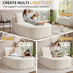 Canapé convertible moderne et modulaire pour appartement, combinaison de canapé-<span class=keywords><strong>lit</strong></span> rembourré <span class=keywords><strong>en</strong></span> tissu sans armature pour salon - Product Image 5