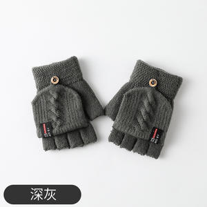 Özel kış sıcak tutmak siyah yün  eldivenler örme dokunmatik ekran parmaksız eldiven - Product Image 3