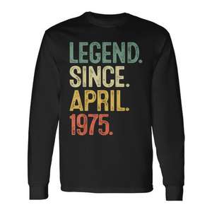 T-shirt à manches longues pour hommes, pour les 50 ans, avril 1975, 50e anniversaire, T-shirts promotionnels Legend - Product Image 1