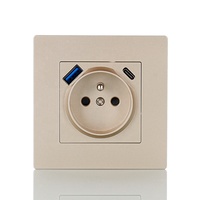 Prise murale française standard européenne PD20W à charge rapide avec ports USB Type-A et Type-C, matériau ignifuge