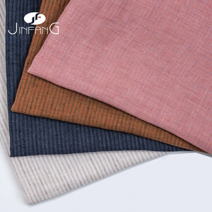 Tissu en lin rayé coloré <span class=keywords><strong>orange</strong></span> et bleu, délavé à la pierre, 100 % lin, poids moyen, écologique, tissé doux pour vêtements, chemises et robes - Product Image 1
