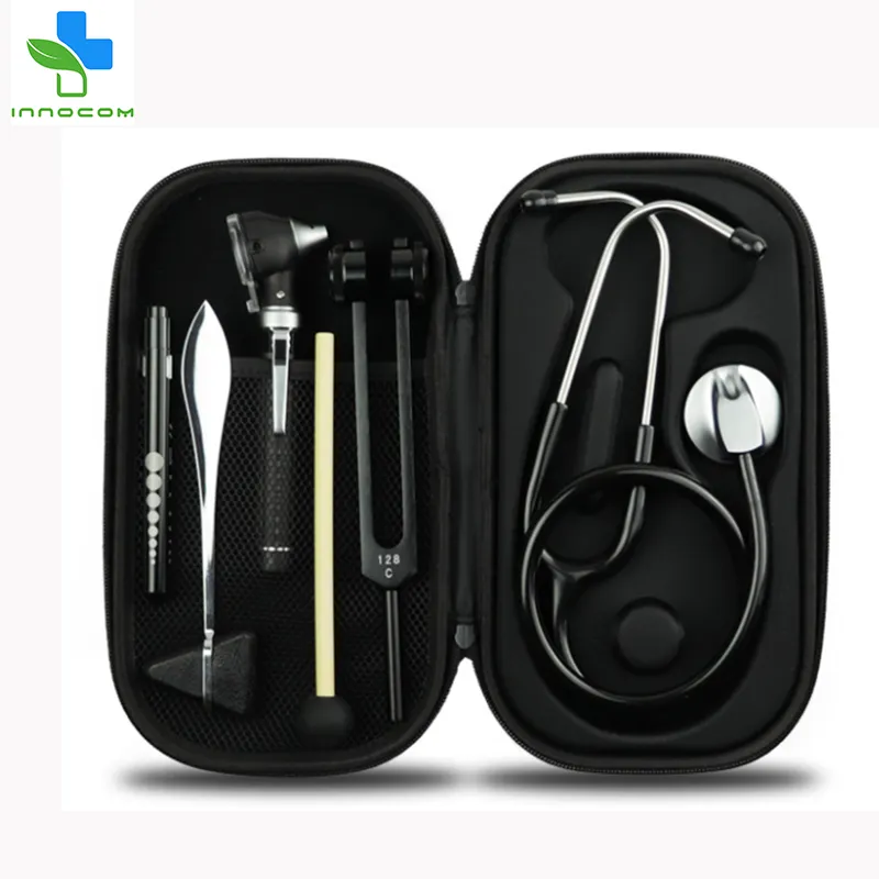 Medical Zipper Waterproof Black Stethoscope Case Portable 6 Pcs Stethoscope Carrying Case Hard Shell Stethoscope Case