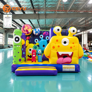 Château gonflable Ceyu avec motif monstre extraterrestre et poteaux escamotables pour location de parc de jeux familial - Product Image 1