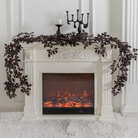 Daun Maple Sutra Buatan Warna Musim Gugur, Tanaman Rambat, Dekorasi Pohon Panen Thanksgiving, Cabang Palsu, Dekorasi Perapian Rumah