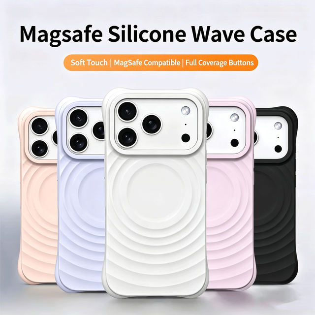 Wave-like Liquid Silicone Magnetic Case for Apple iPhone 17, Official Same Style iPhone 16 Full-coverage Shockproof Soft Case