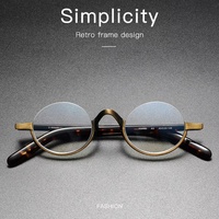 Lunettes de vue ovales vintage demi-rondes de haute qualité, faites à la main en acétate, montures optiques en titane pour femmes et hommes