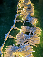 Guirlande lumineuse de mariage en forme de rideau avec câble en caoutchouc blanc, LED blanc chaud avec des étincelles blanches, étanche, pour usage extérieur