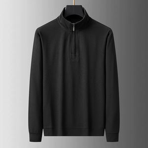 Logotipo personalizado 2025 Nueva Camiseta de manga larga de seda de hielo de alta calidad con cuello alto y cremallera de media botonadura para hombres es delgada - Product Image 3