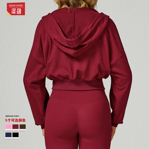 Disko Sport Sweat-shirt à capuche pour femme, tricoté, couleur unie, automne-hiver, décontracté, coupe ample, pour la course et le fitness EWY2030 - Product Image 1