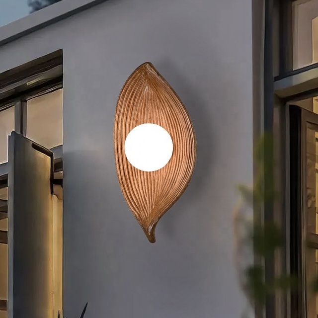 Simple Leaf Design LED Wall Lamp, Suitable for Bedroom Corridor Hotel Bedside Resin Body Decorative Wall Lamps