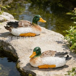 Sculptures de canards mallards en résine résistantes aux intempéries, ornements de jardin pour la décoration de bassin extérieur - Product Image 1