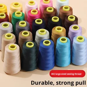 Hilo de máquina de coser para el hogar colorido <span class=keywords><strong>402</strong></span>, hilo de coser de poliéster plano teñido, fino, blanco, para ropa, hilo Pagoda - Product Image 2