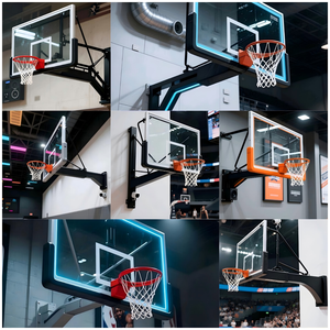 Panier de basket pliable à fixation au plafond, hauteur réglable, gain de place pour salle de sport intérieure, terrain polyvalent - Product Image 2