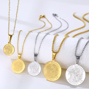 Pendentif moitié-Saint personnalisé, bijou en acier inoxydable, amdusa, fleur d'ange, Rose, avec boussole - Product Image 4