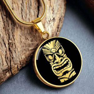Collar Hawaiano <span class=keywords><strong>Tiki</strong></span> Personalizado de Acero Inoxidable con Esmalte Negro, Joyería con Temática de Surfista para Vacaciones - Product Image 2