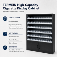 TERMEIN Custom America Vitrine à cigarettes en métal noir haute capacité pour magasin de proximité avec poussoirs à ressort