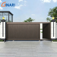 Portail coulissant moderne en aluminium avec porte piétonne intégrée pour allée de villa, portail latéral thermolaqué pour jardin