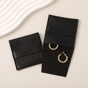 Custom Logo PU Leather Envelope Jewelry Pouch Luxury Jewelry Packaging Bag for Rings Bracelets Necklaces Earrings 8x8cm - Product Image 3