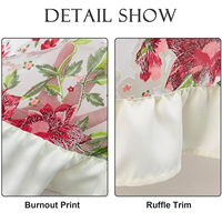 Nappes de table décoratives personnalisées en gros avec imprimé floral burnout pour salle à manger avec bordure à volants pour couverture de table
